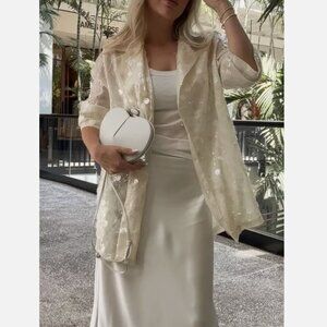 Zara sequin jacket blazer shirt cream